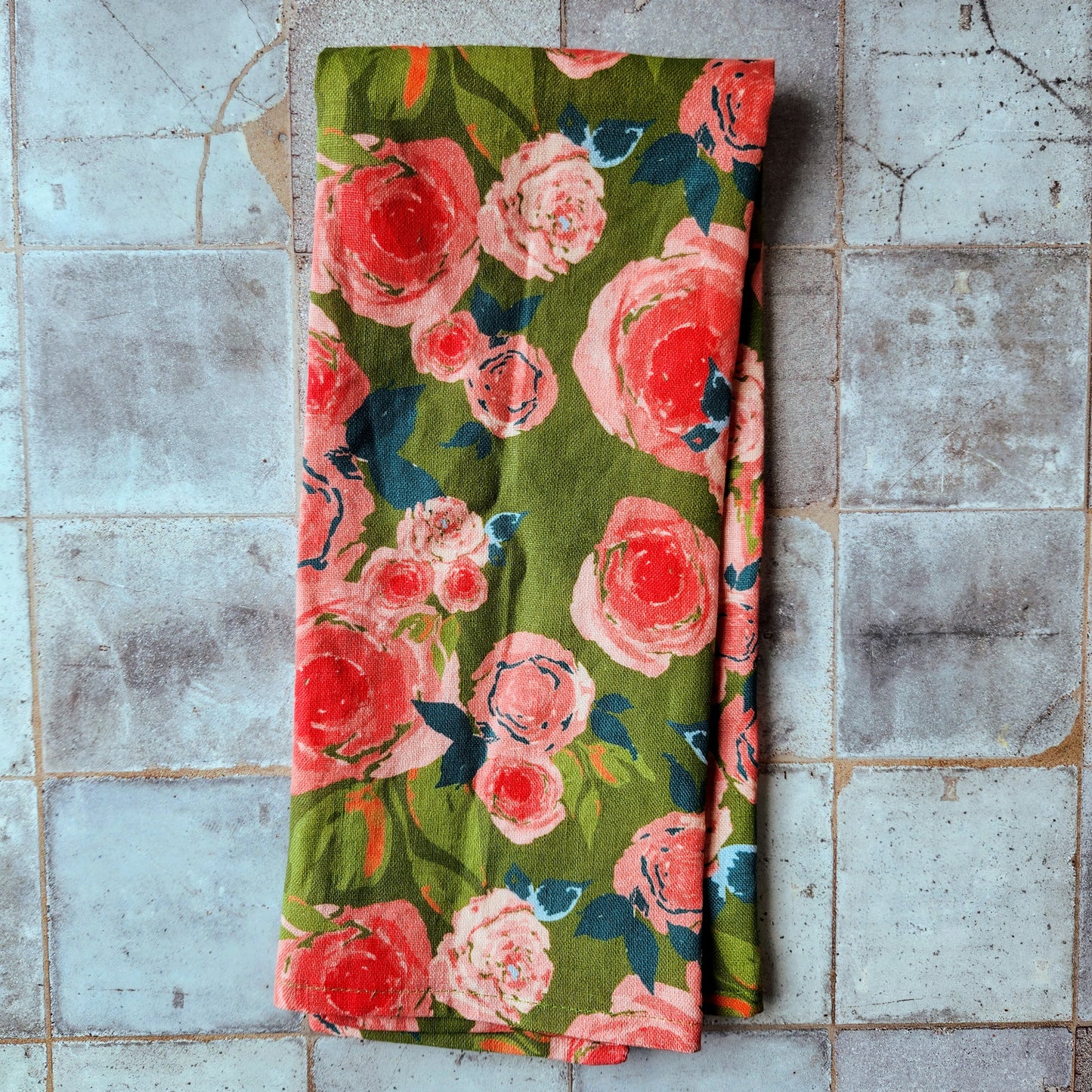 Linen Towel For Kitchen or Bath in "Rosette" by Glass Muriel