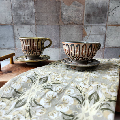 Linen Towel For Kitchen or bath "Mirrored Tulips" by Glass Muriel
