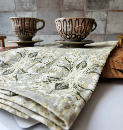 Linen Towel For Kitchen or bath "Mirrored Tulips" by Glass Muriel