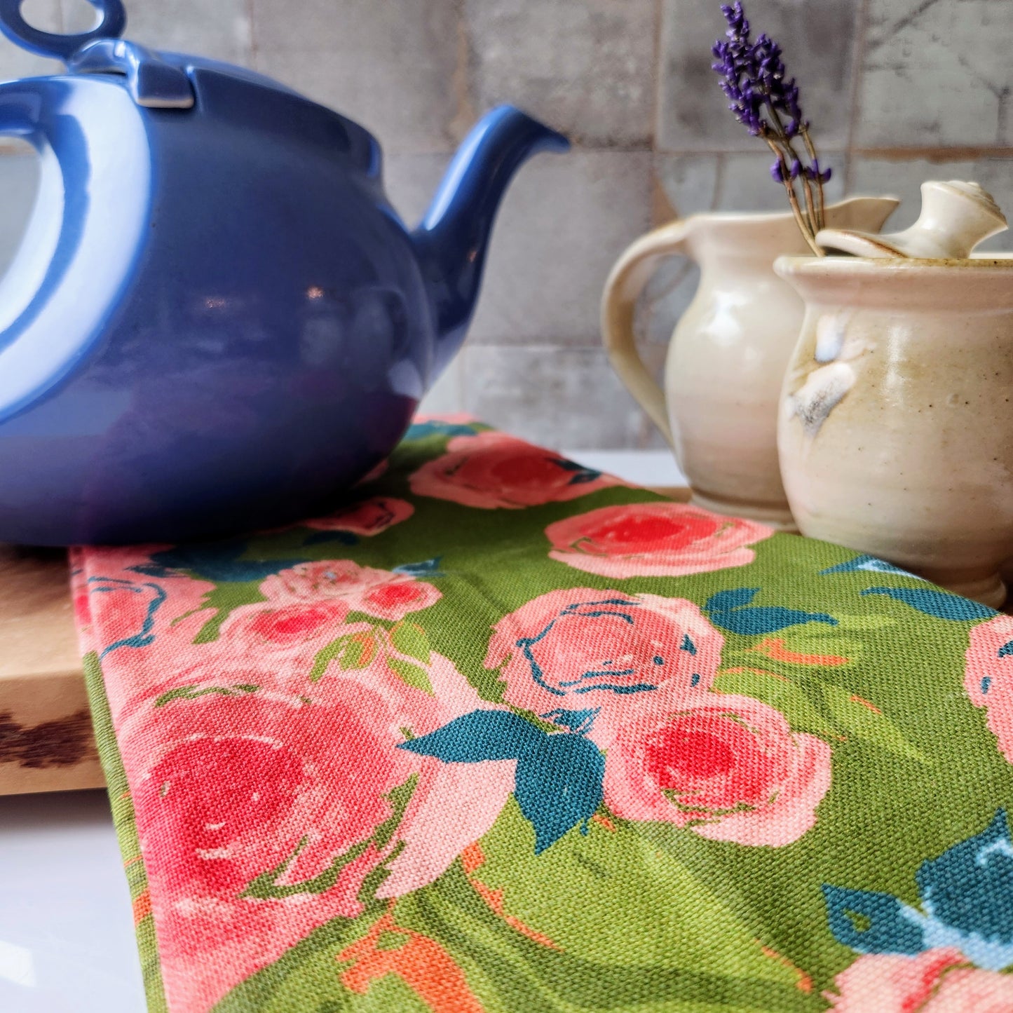 Linen Towel For Kitchen or Bath in "Rosette" by Glass Muriel