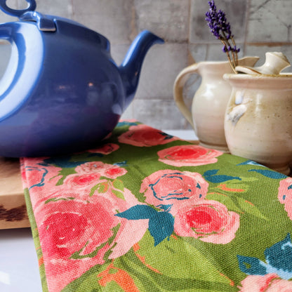 Linen Towel For Kitchen or Bath in "Rosette" by Glass Muriel