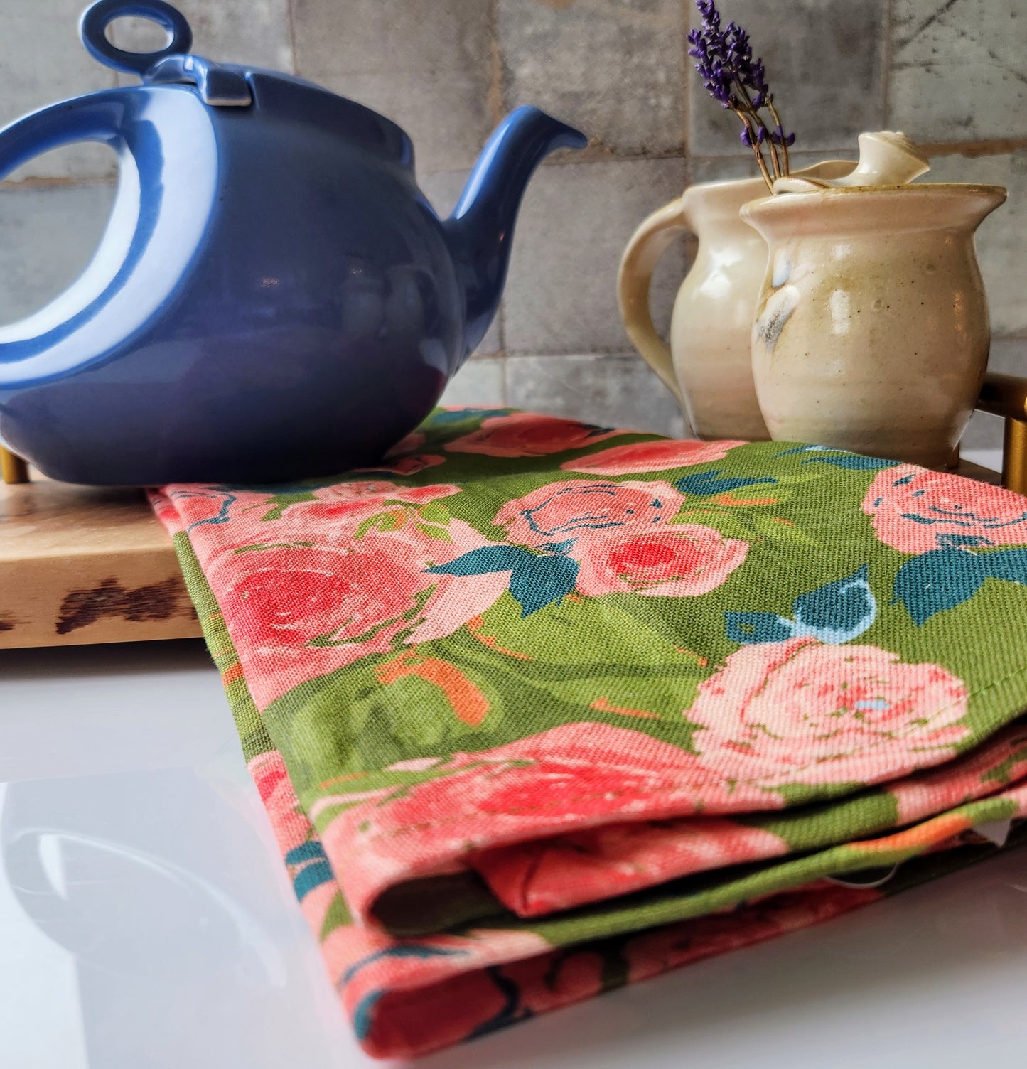 Linen Towel For Kitchen or Bath in "Rosette" by Glass Muriel