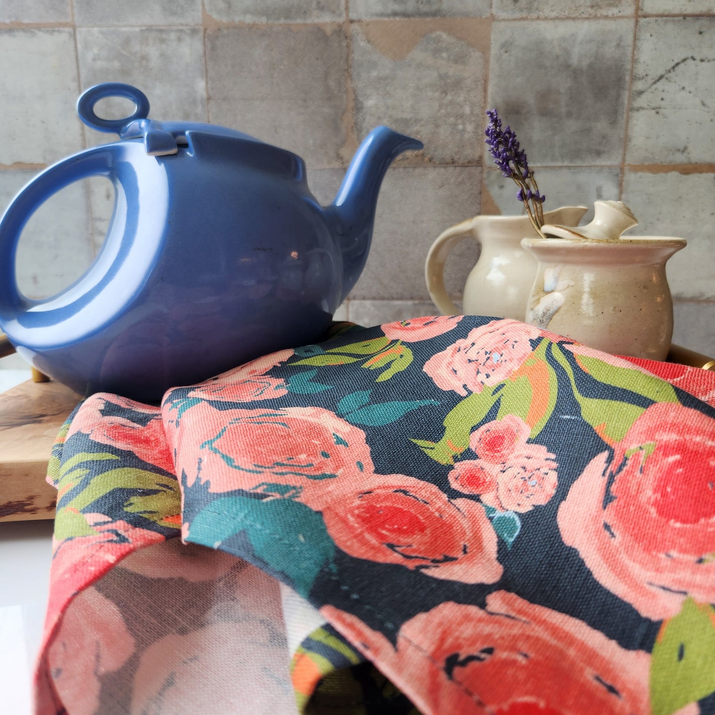 Linen Towel For Kitchen or Bath in "Rosette" by Glass Muriel