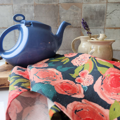 Linen Towel For Kitchen or Bath in "Rosette" by Glass Muriel