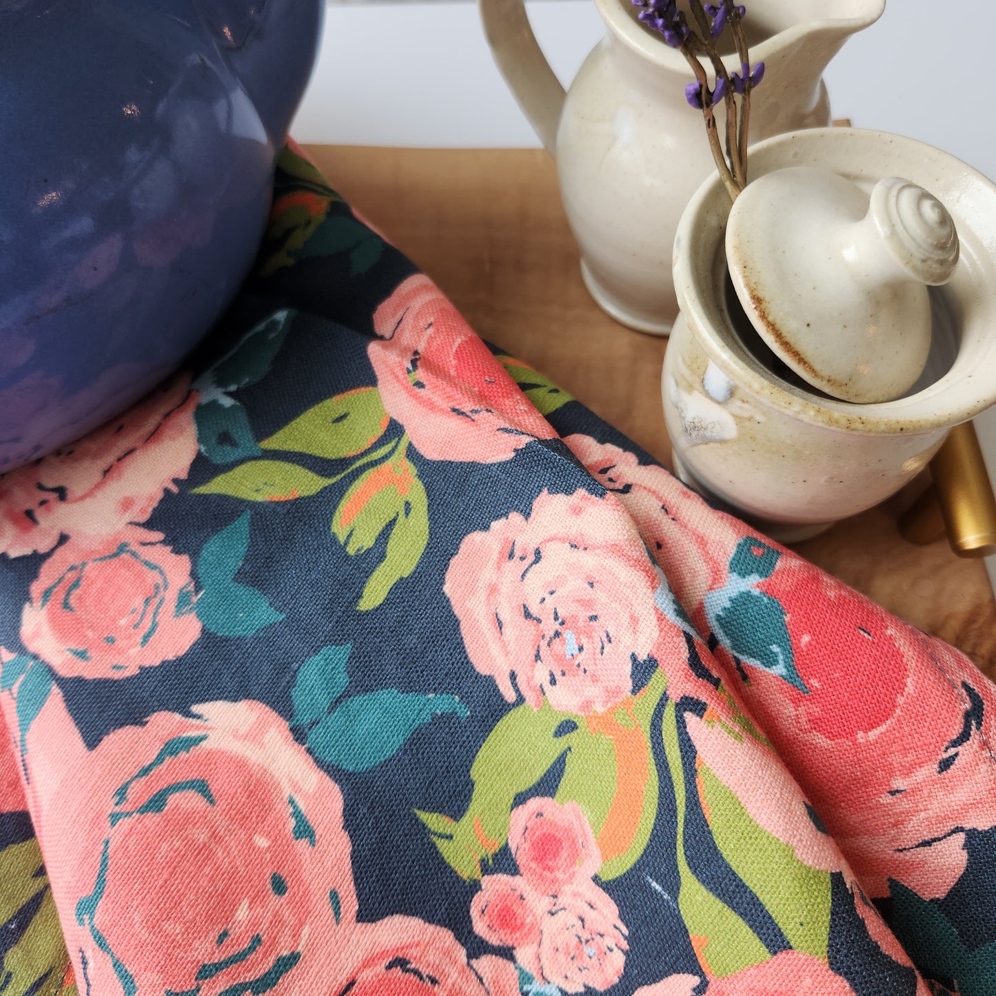 Linen Towel For Kitchen or Bath in "Rosette" by Glass Muriel