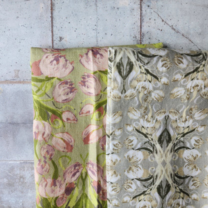 Linen Towel For Kitchen or bath "Mirrored Tulips" by Glass Muriel