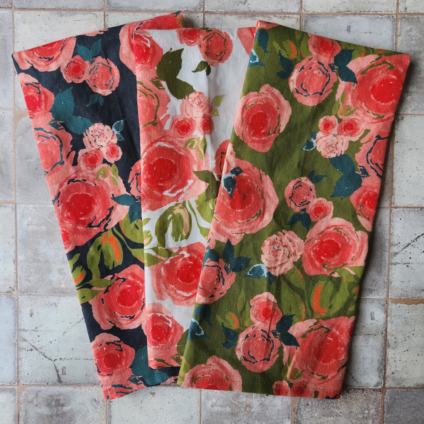 Linen Towel For Kitchen or Bath in "Rosette" by Glass Muriel