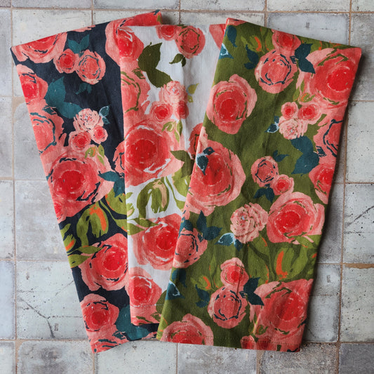 Linen Towel For Kitchen or Bath in "Rosette" by Glass Muriel