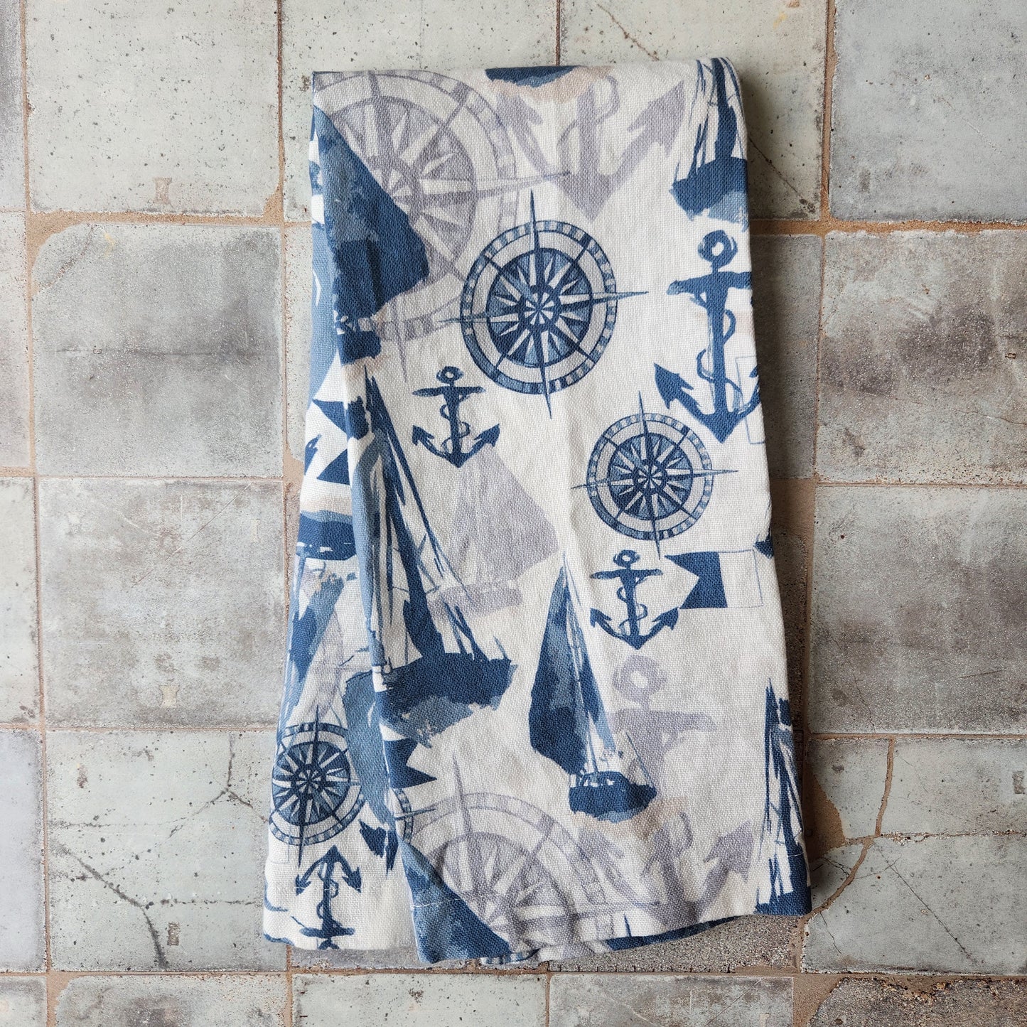 Linen Towel For Kitchen or Bath in "Nautical White" by Glass Muriel