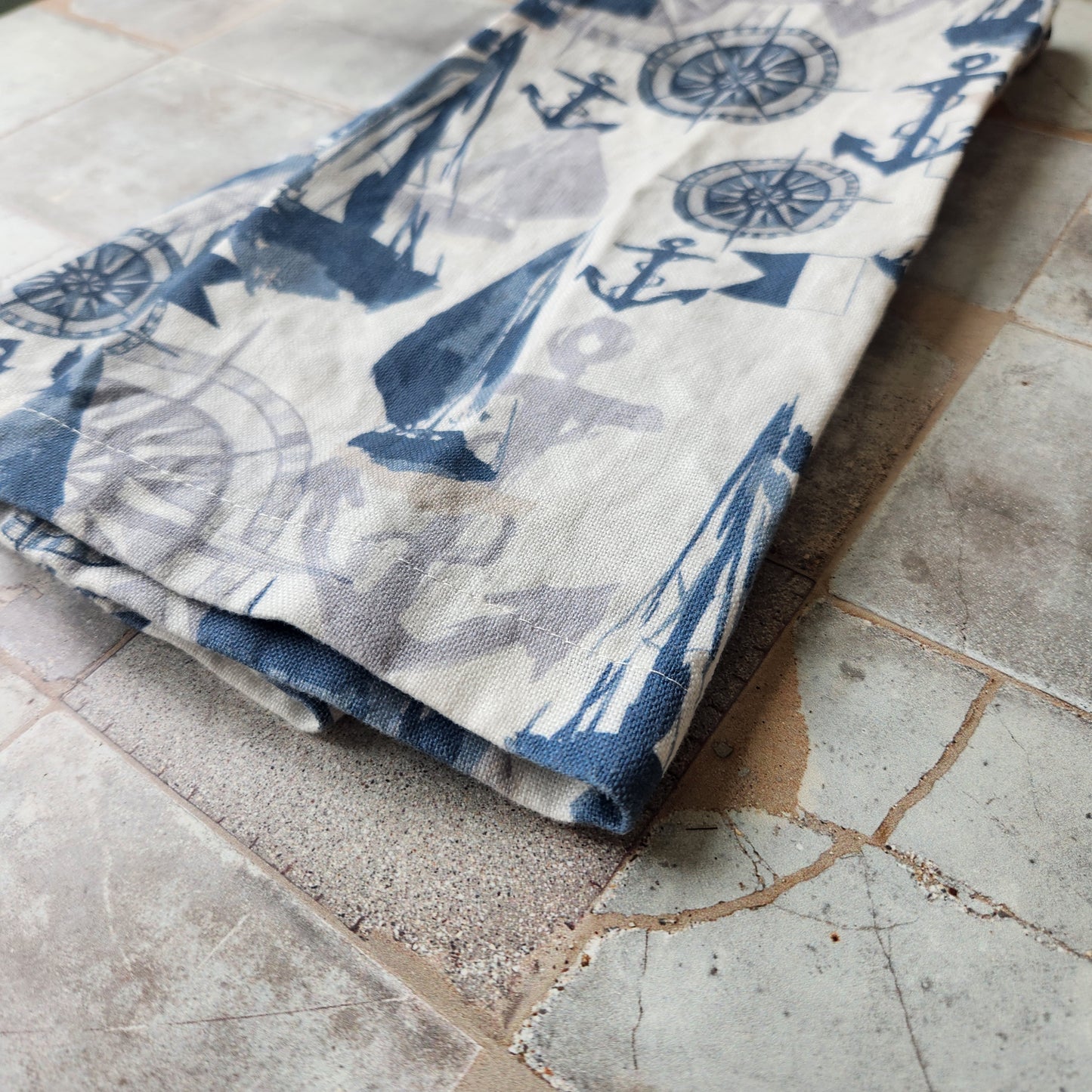 Linen Towel For Kitchen or Bath in "Nautical White" by Glass Muriel