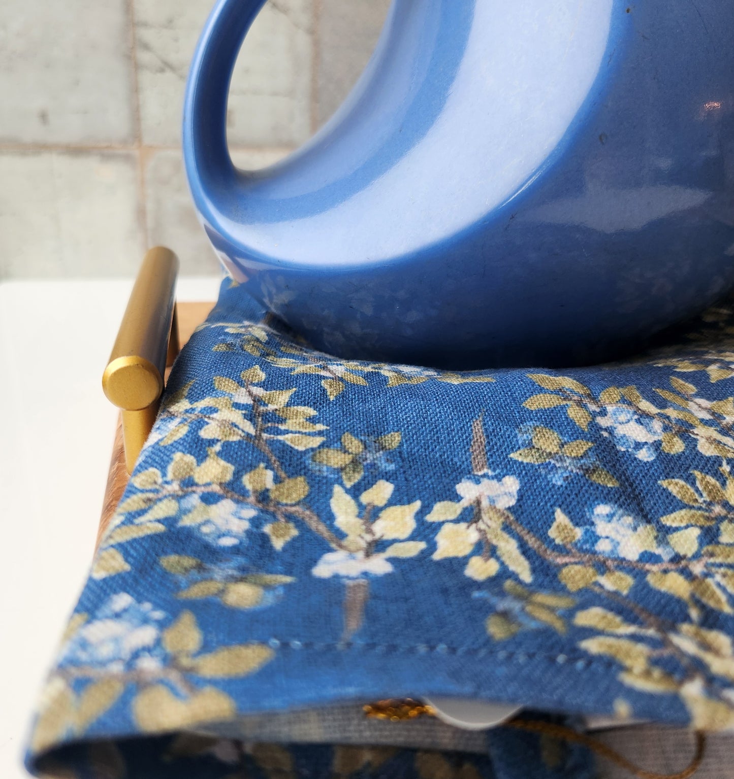Linen Towel For Kitchen or Bath in "Deep Blueberry" by Glass Muriel