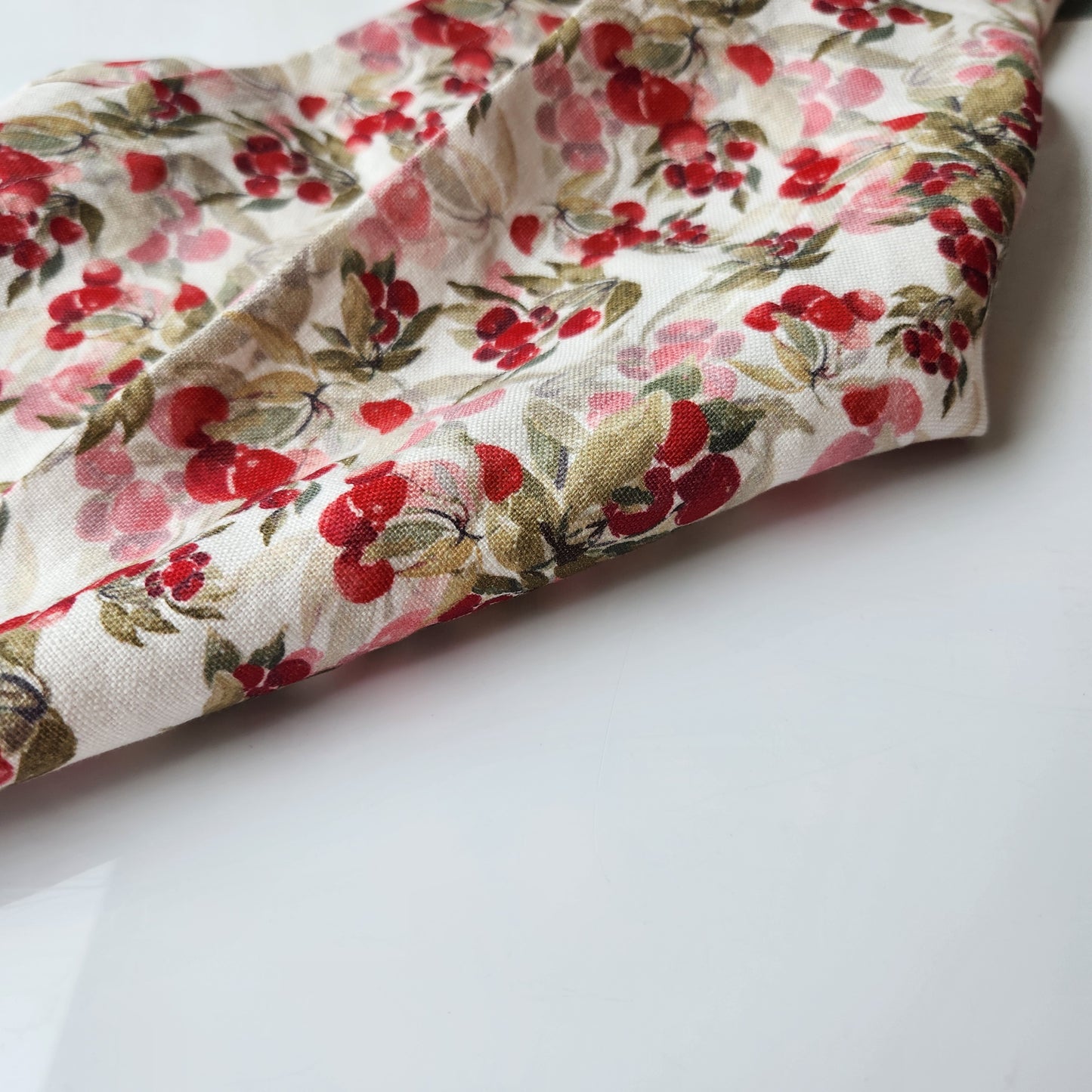 Linen Towel For Kitchen or Bath in "Cherry White" by Glass Muriel