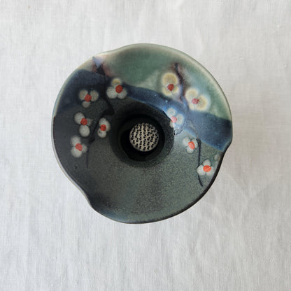 Small Ikebana Vase and Flower Frog by Otis Pottery