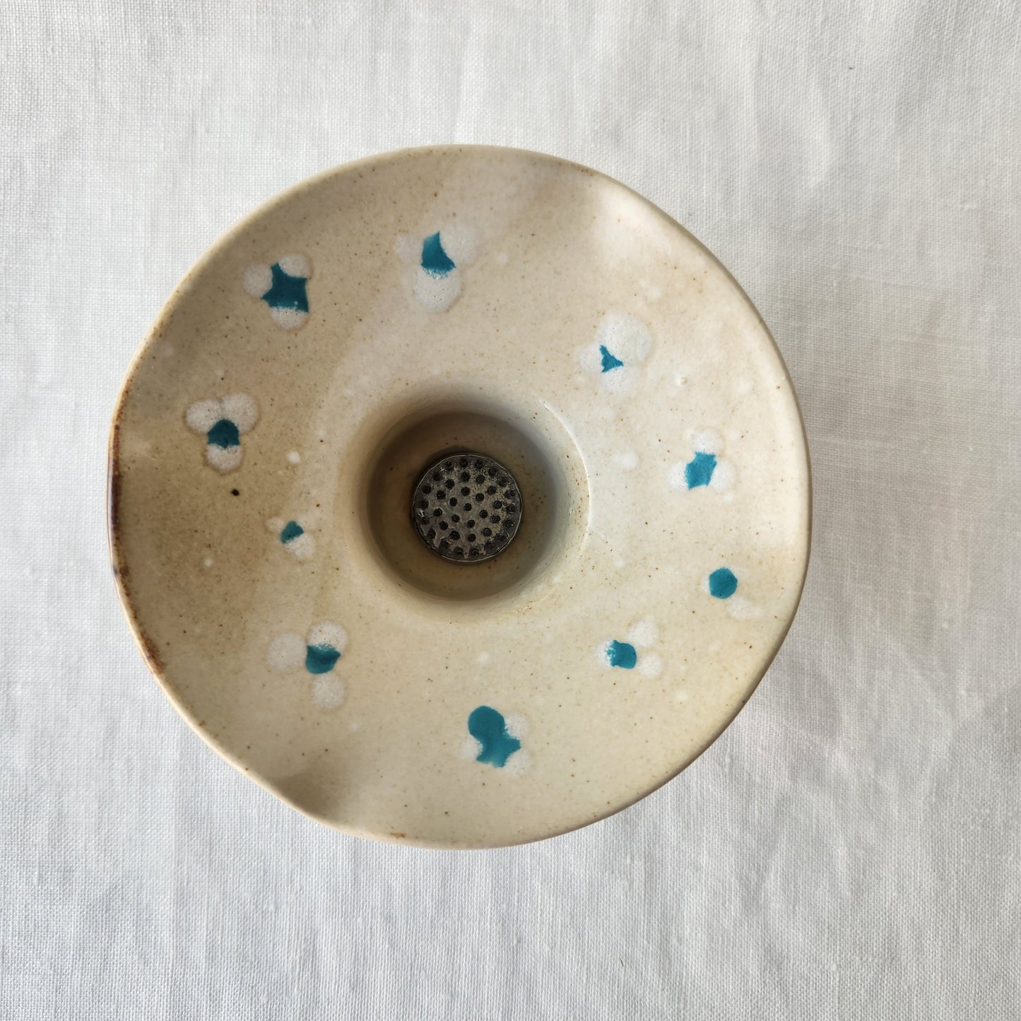 Small Ikebana Vase and Flower Frog by Otis Pottery