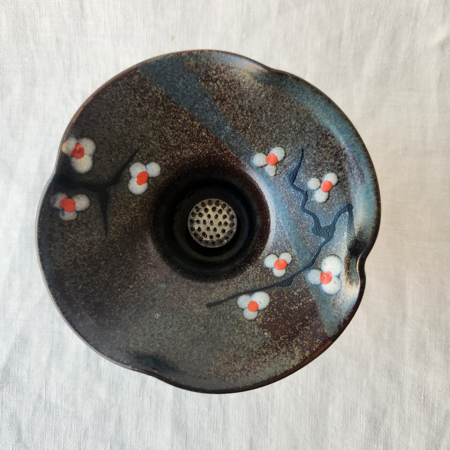 Small Ikebana Vase and Flower Frog by Otis Pottery