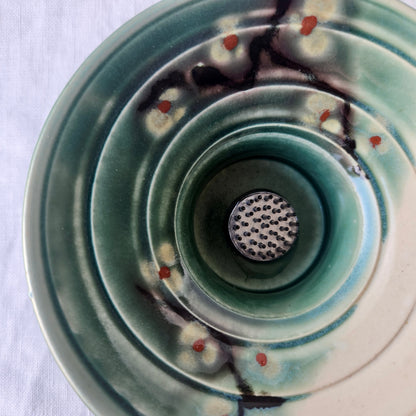 Small Ikebana Vase and Flower Frog by Otis Pottery