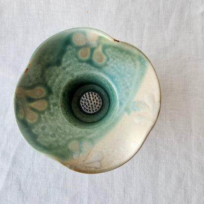 Small Ikebana Vase and Flower Frog by Otis Pottery