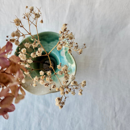 Small Ikebana Vase and Flower Frog by Otis Pottery