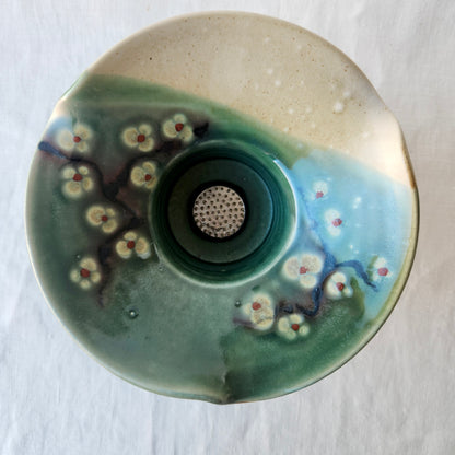 Large Ikebana Vase and Flower Frog by Otis Pottery