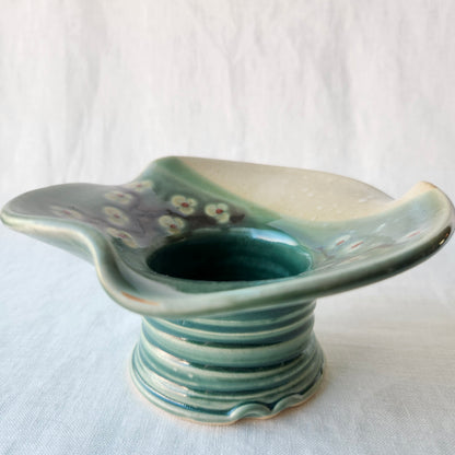 Large Ikebana Vase and Flower Frog by Otis Pottery