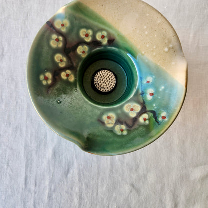 Large Ikebana Vase and Flower Frog by Otis Pottery