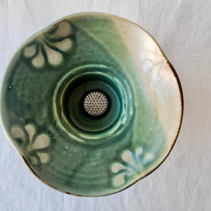 Large Ikebana Vase and Flower Frog by Otis Pottery