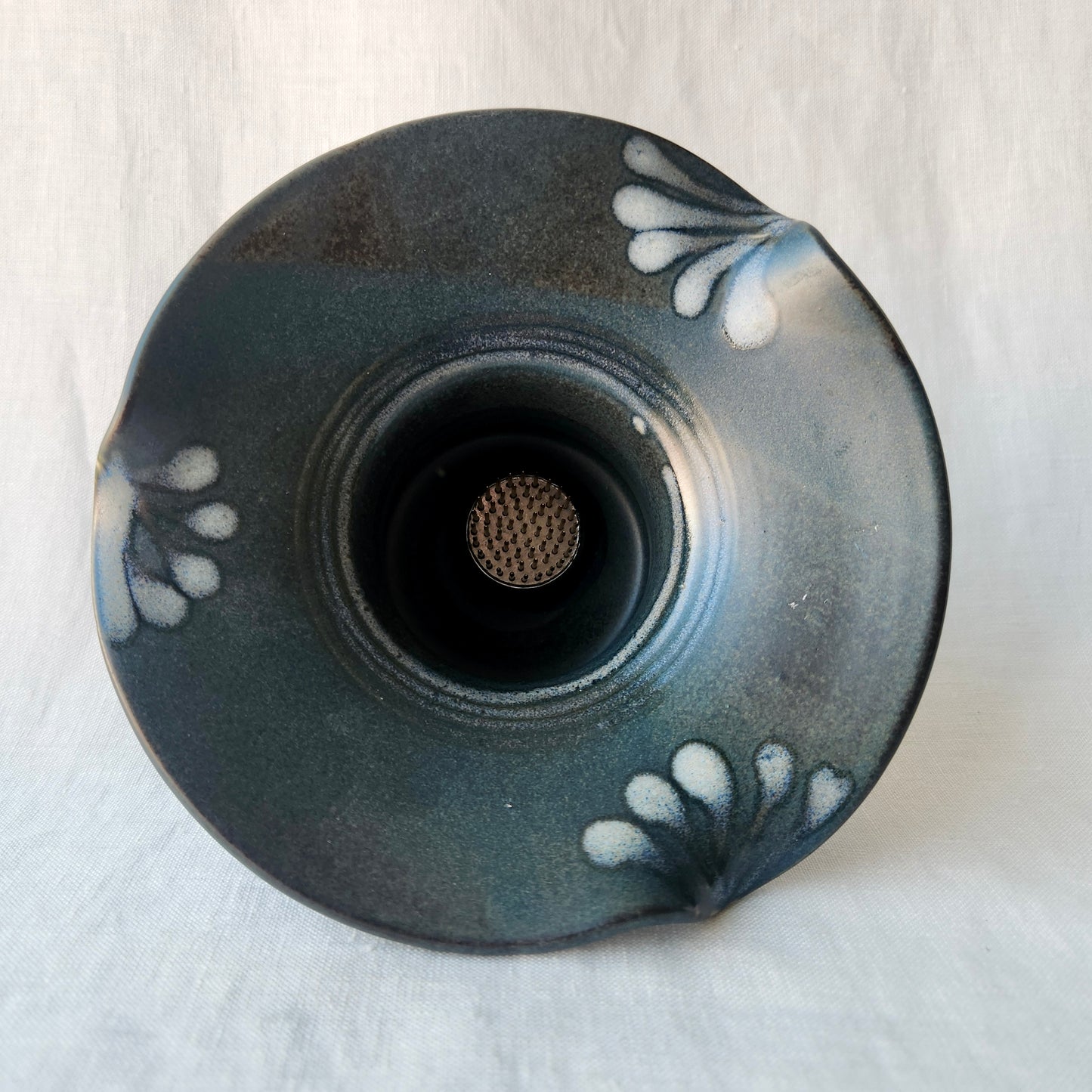 Large Ikebana Vase and Flower Frog by Otis Pottery