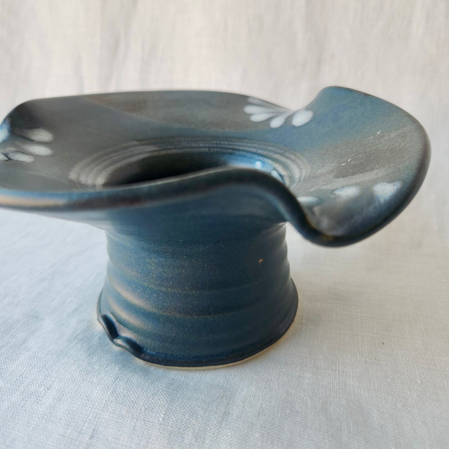 Large Ikebana Vase and Flower Frog by Otis Pottery