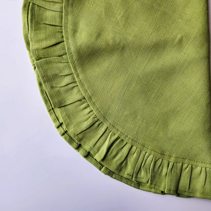 Round Ruffle Linen Placemats by Arte Italica & Crown Linen Designs