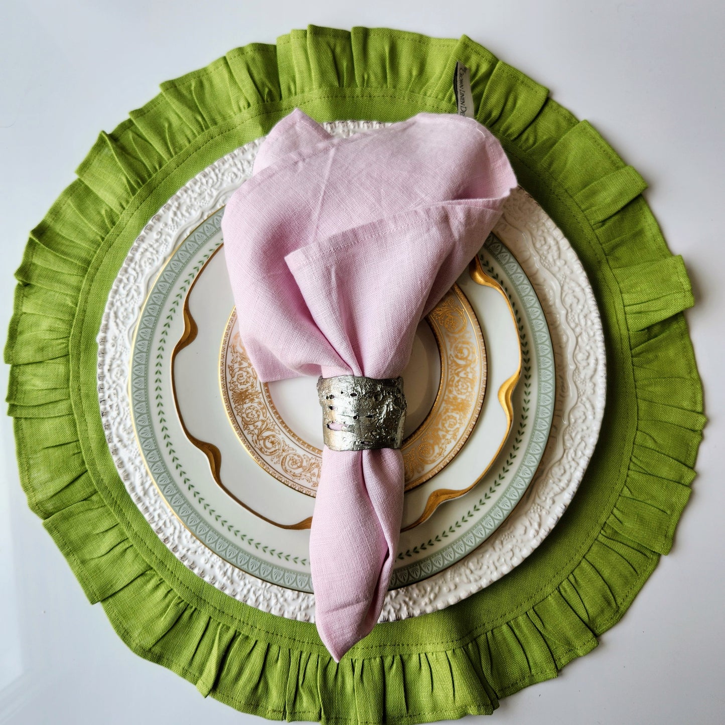 Round Ruffle Linen Placemats by Arte Italica & Crown Linen Designs
