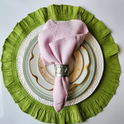 Round Ruffle Linen Placemats by Arte Italica & Crown Linen Designs