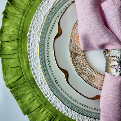 Round Ruffle Linen Placemats by Arte Italica & Crown Linen Designs
