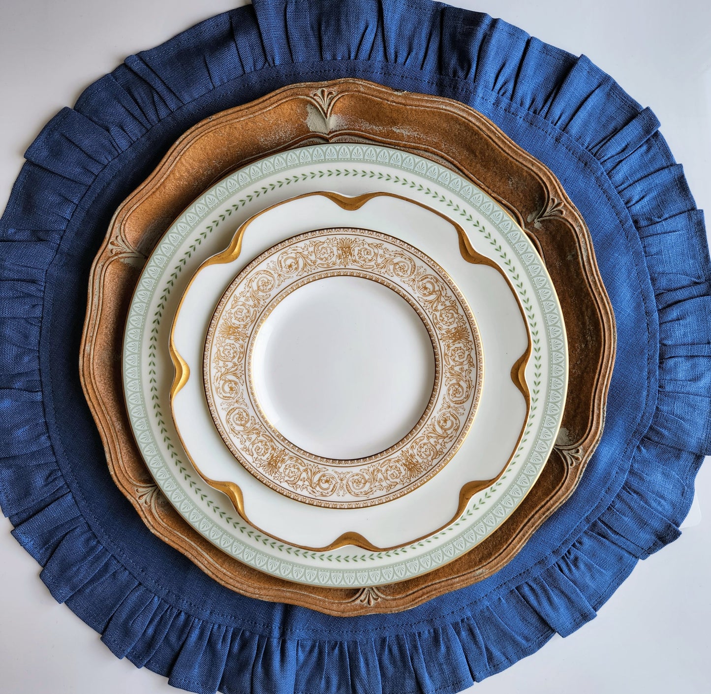 Round Ruffle Linen Placemats by Arte Italica & Crown Linen Designs