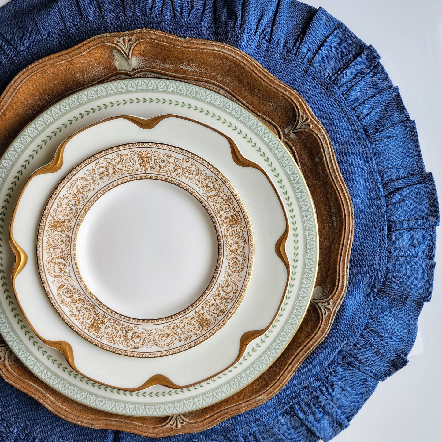Florentino Wooden Scalloped Charger by Arte Italica & Crown Linen Designs