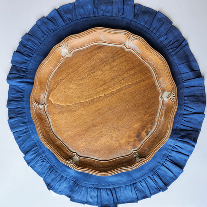 Florentino Wooden Scalloped Charger by Arte Italica & Crown Linen Designs