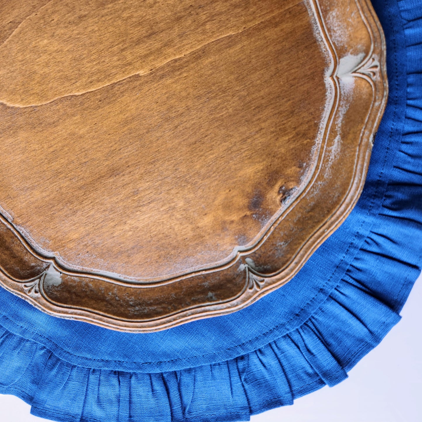 Florentino Wooden Scalloped Charger by Arte Italica & Crown Linen Designs