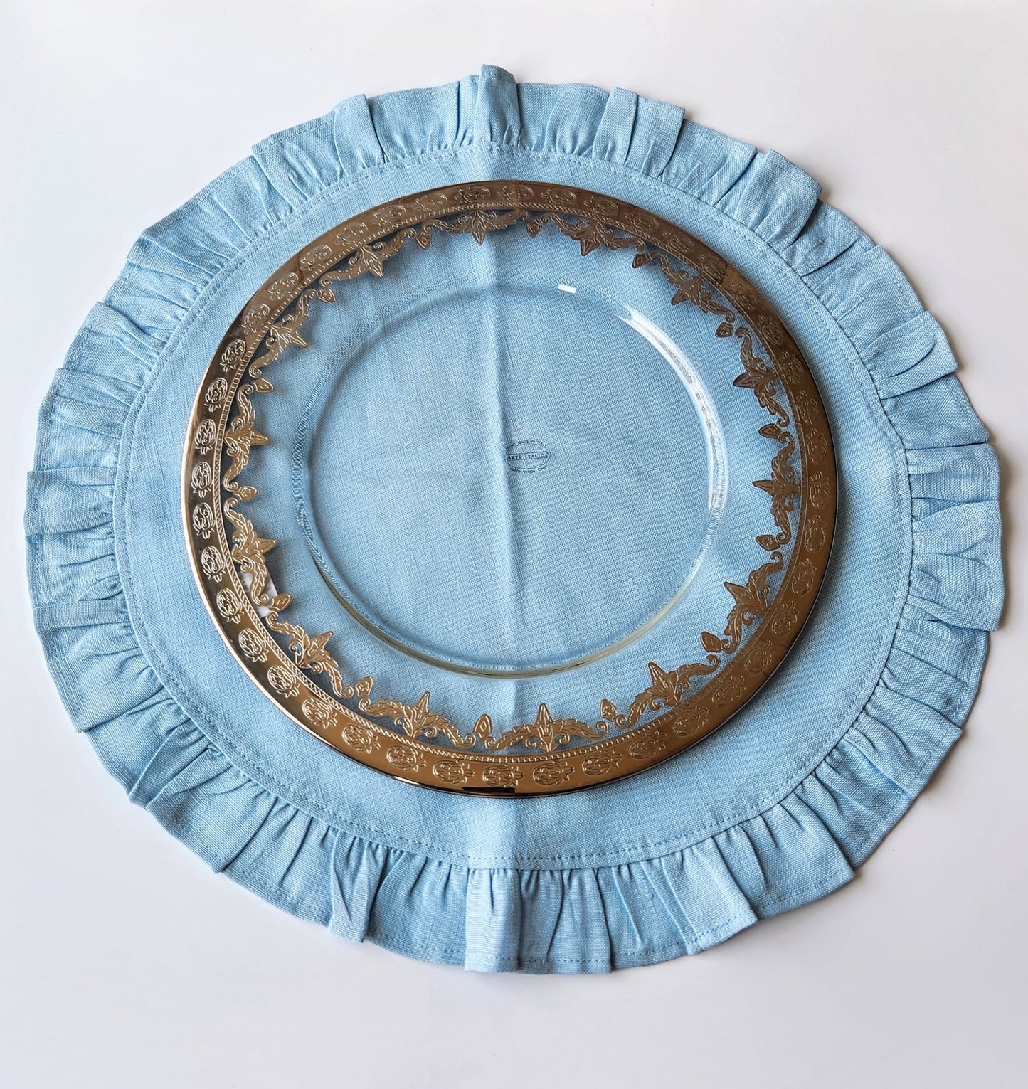 Round Ruffle Linen Placemats by Arte Italica & Crown Linen Designs