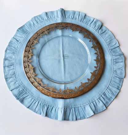Round Ruffle Linen Placemats by Arte Italica & Crown Linen Designs