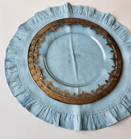 Round Ruffle Linen Placemats by Arte Italica & Crown Linen Designs