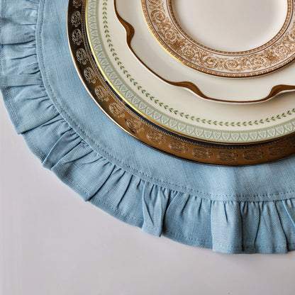 Round Ruffle Linen Placemats by Arte Italica & Crown Linen Designs
