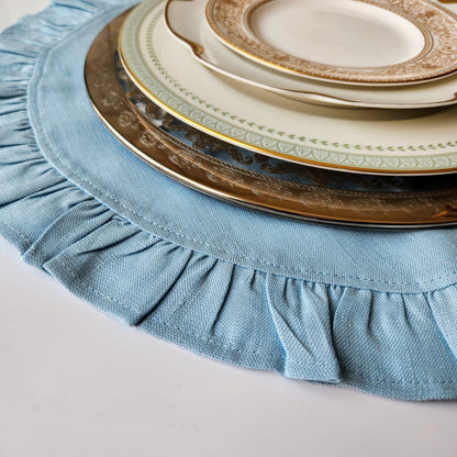 Round Ruffle Linen Placemats by Arte Italica & Crown Linen Designs