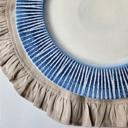 Round Ruffle Linen Placemats by Arte Italica & Crown Linen Designs