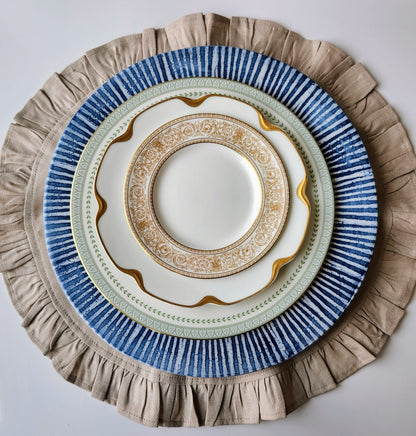 Round Ruffle Linen Placemats by Arte Italica & Crown Linen Designs