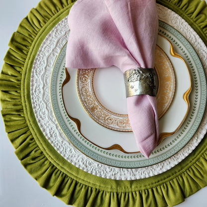 Round Ruffle Velvet Placemats by Arte Italica & Crown Linen Designs