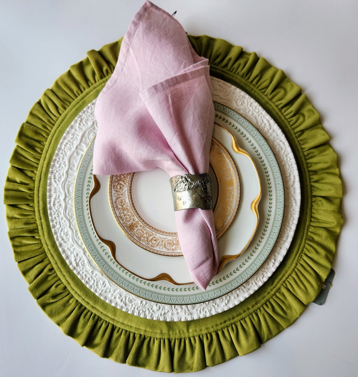 Round Ruffle Velvet Placemats by Arte Italica & Crown Linen Designs