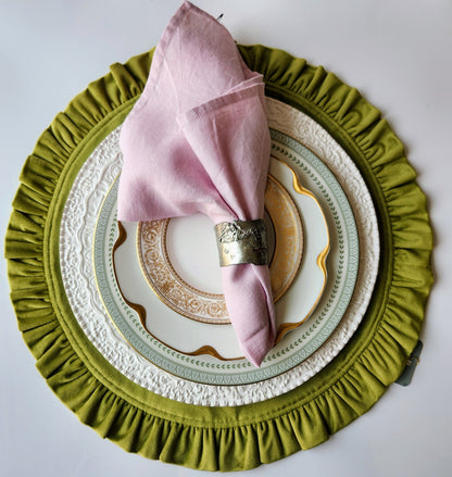 Round Ruffle Velvet Placemats by Arte Italica & Crown Linen Designs
