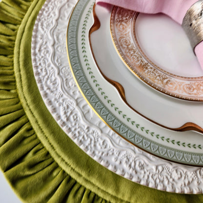 Round Ruffle Velvet Placemats by Arte Italica & Crown Linen Designs
