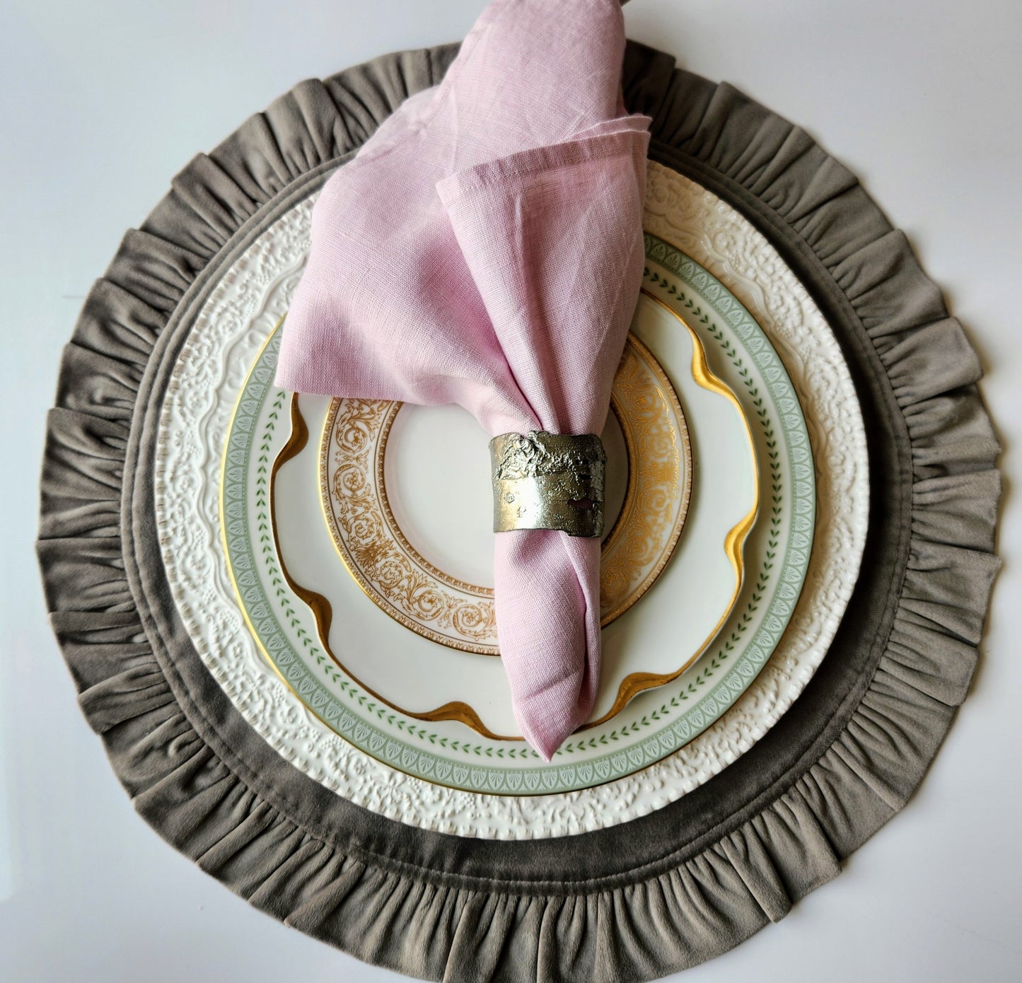 Round Ruffle Velvet Placemats by Arte Italica & Crown Linen Designs