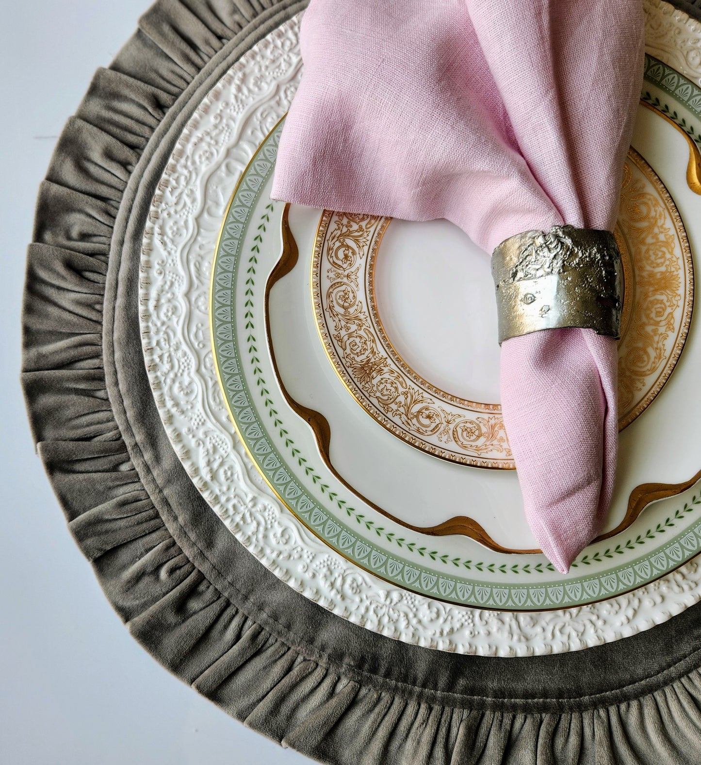 Round Ruffle Velvet Placemats by Arte Italica & Crown Linen Designs