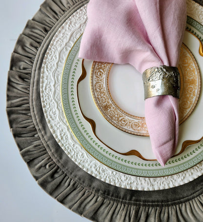 Round Ruffle Velvet Placemats by Arte Italica & Crown Linen Designs
